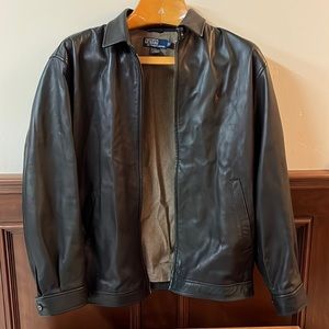 Black leather Polo Jacket -M